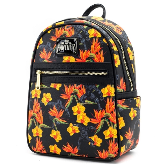 Black Panther Loungefly Mini Floral Backpack - Picture 2 of 3